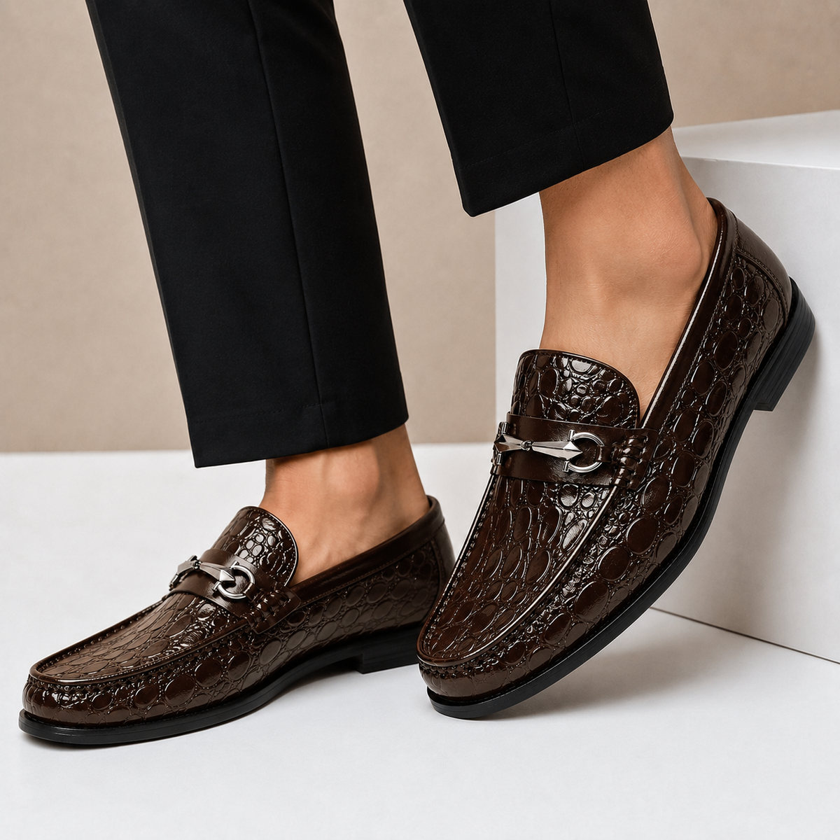 Hartley Embossed Leather Loafers