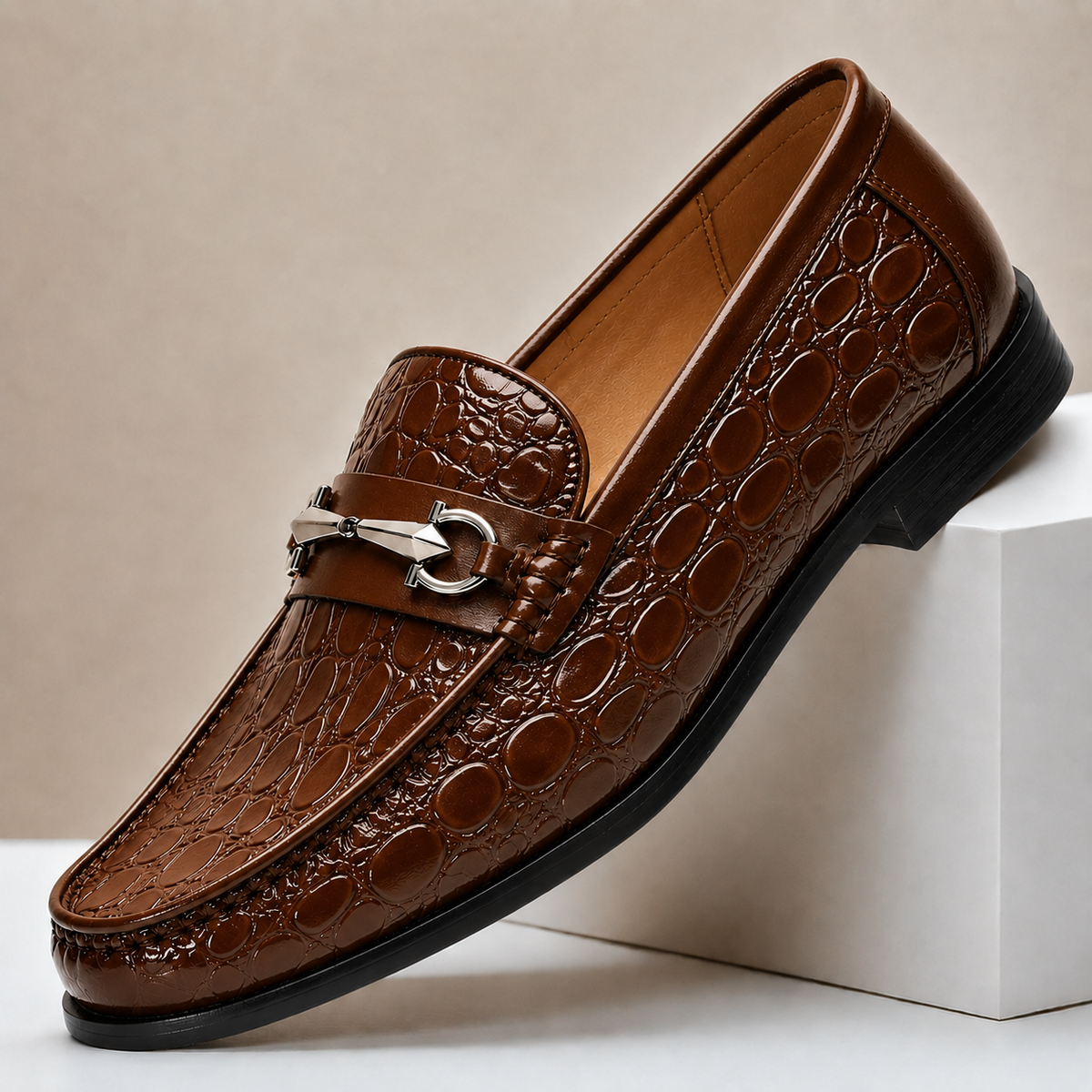 Hartley Embossed Leather Loafers
