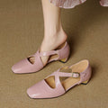 Elsie Cross-Strap Leather Heels