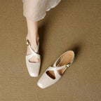 Elsie Cross-Strap Leather Heels