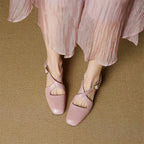 Elsie Cross-Strap Leather Heels