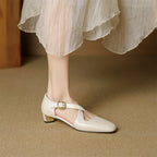 Elsie Cross-Strap Leather Heels