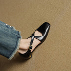 Elsie Cross-Strap Leather Heels