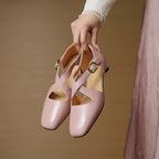 Elsie Cross-Strap Leather Heels