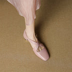 Elsie Cross-Strap Leather Heels