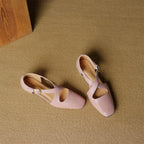 Elsie Cross-Strap Leather Heels