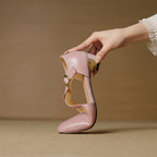 Elsie Cross-Strap Leather Heels