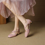 Elsie Cross-Strap Leather Heels