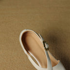 Elsie Cross-Strap Leather Heels