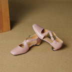 Elsie Cross-Strap Leather Heels