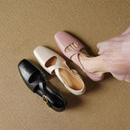 Elsie Cross-Strap Leather Heels